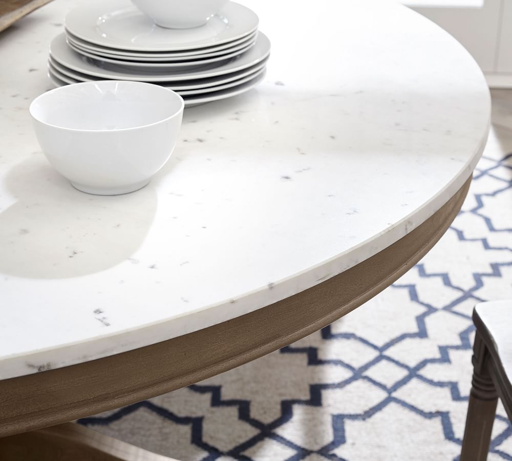 Alexandra Round Marble Pedestal Dining Table | Pottery Barn