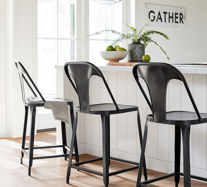 pottery barn metal bar stools