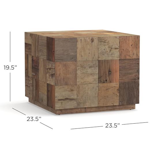 reclaimed wood cube table