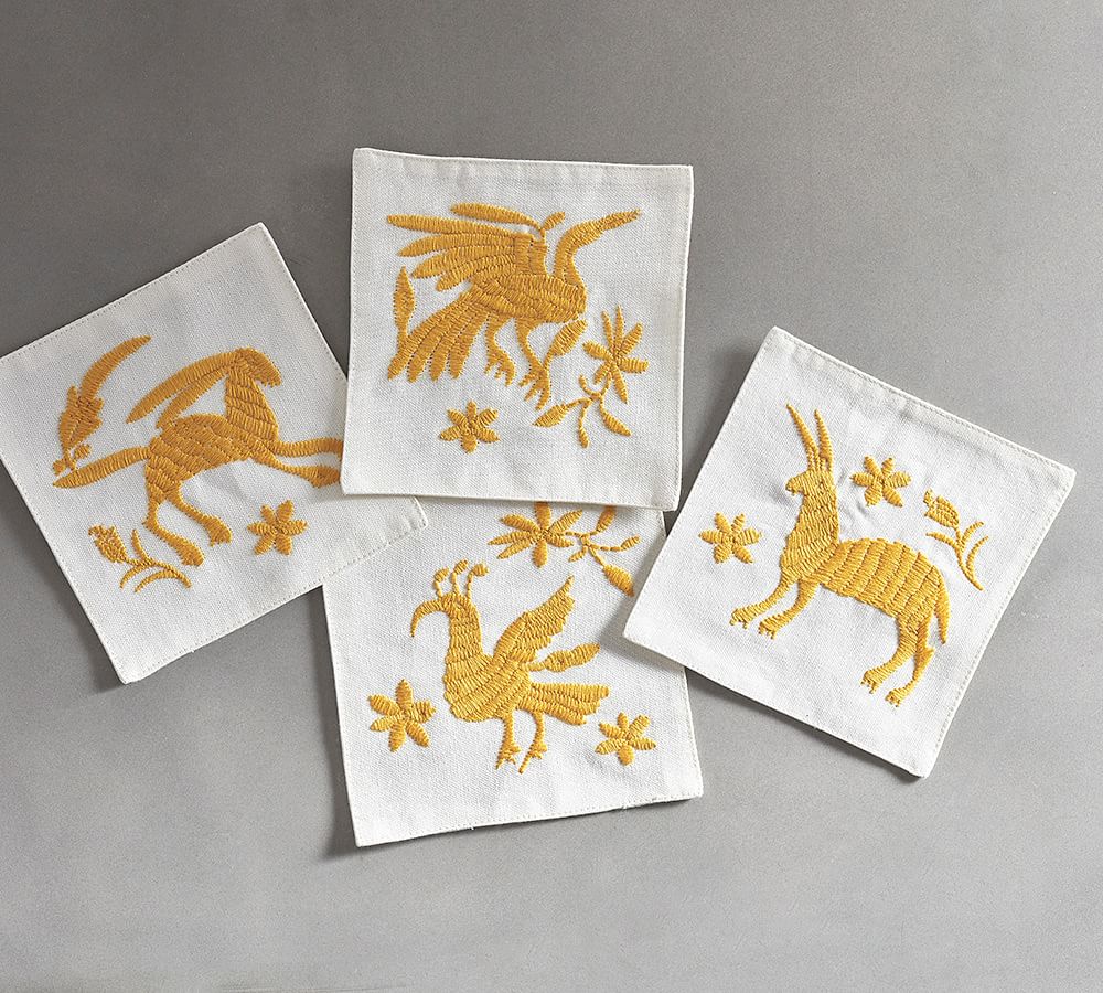 Embroidered Drink Coaster, Set of 4 Pottery Barn