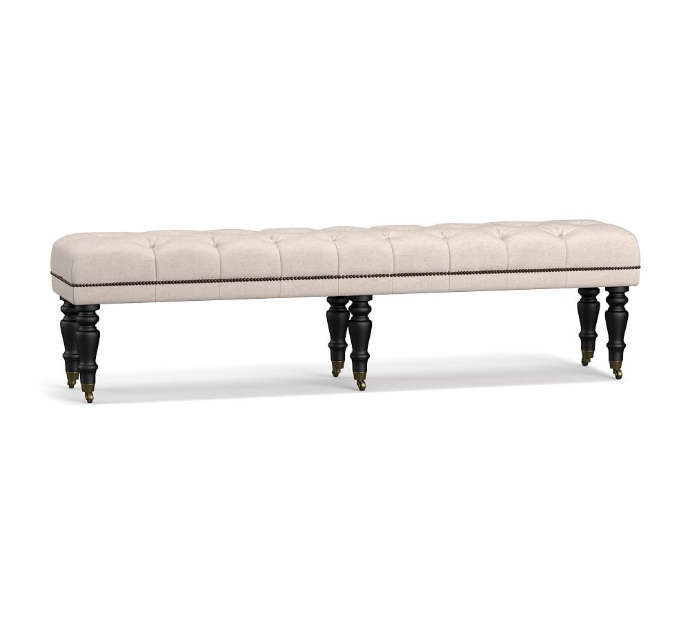Raleigh Tufted Upholstered King Bench Pottery Barn