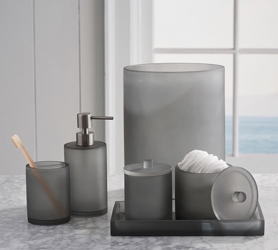 grey glass bathroom accessories