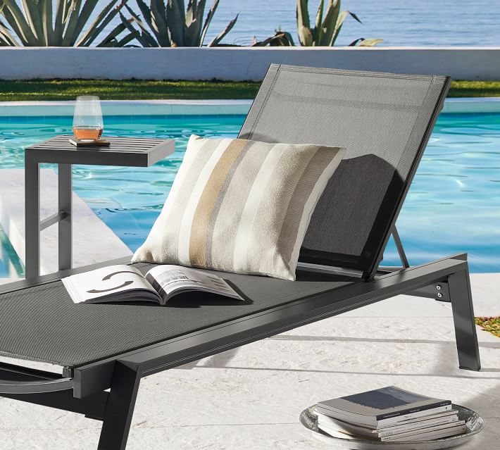 Indio Metal Stacking Outdoor Chaise Lounge - Set of 2, Slate | Pottery Barn