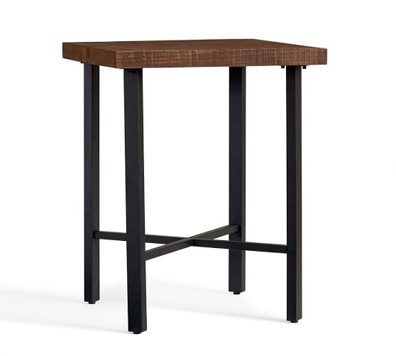 wood and metal bar height table