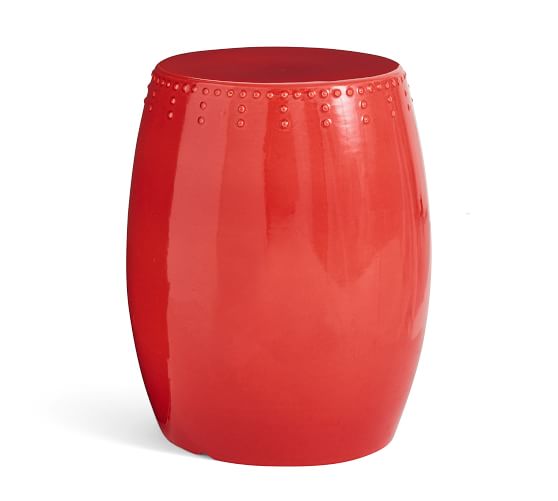 red outdoor stool