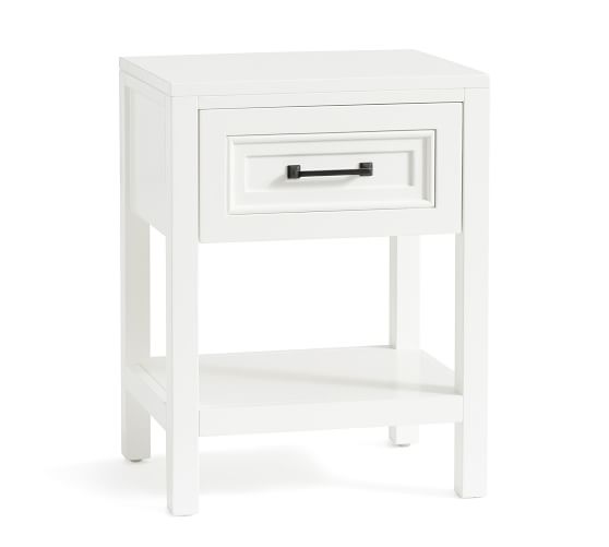 white nightstand black hardware