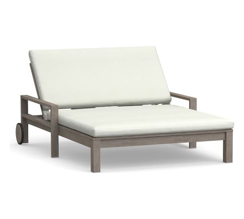 Indio Double Chaise Cushion, Outdoor Canvas; Natural