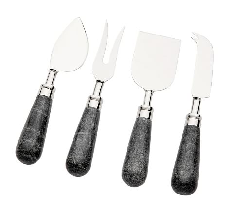 Black Marble Cheese Knives, Set of 4