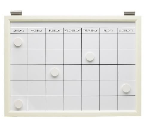 Magnetic Whiteboard Calendar, White