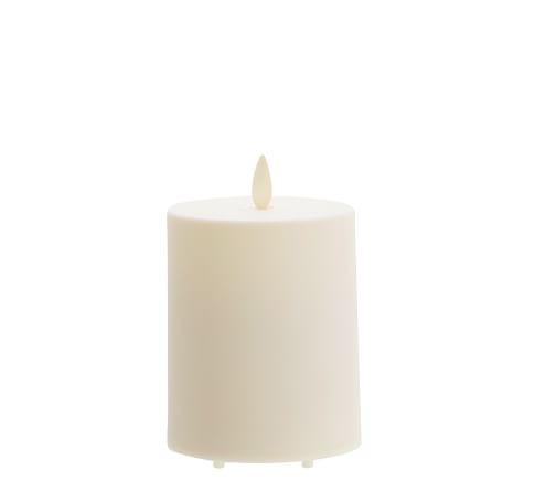 Premium Flickering Flameless Outdoor Wax Pillar Candle, Ivory - 3