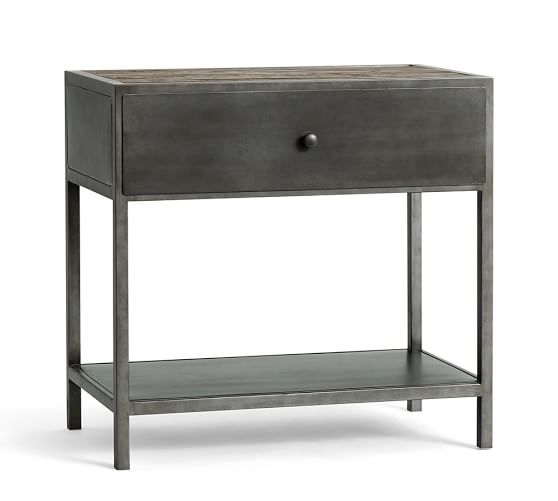 black steel nightstand