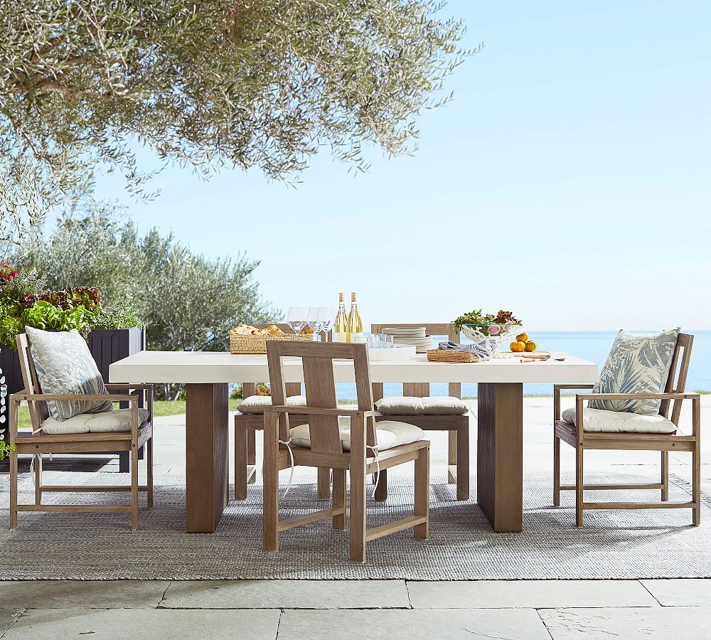 Pomona Concrete & FSC® Acacia Rectangular Dining Table + Indio FSC® Eucalyptus Dining Chair Dining Set