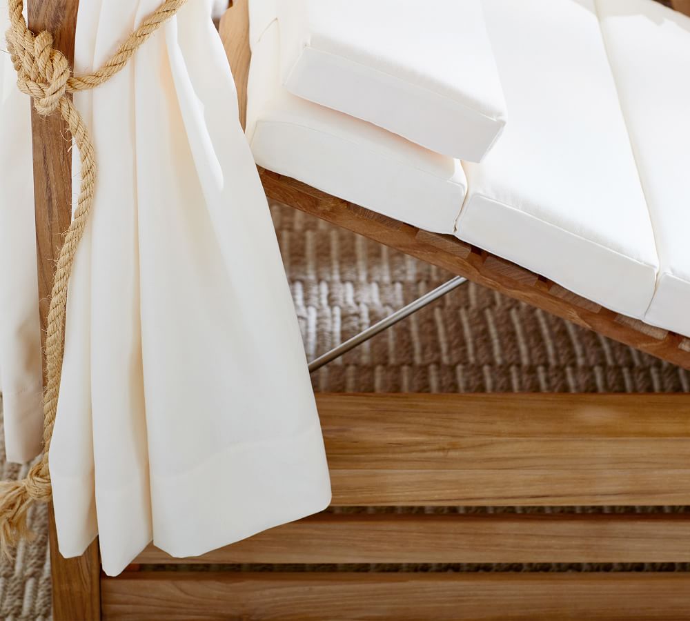 Madera Teak Daybed Double Outdoor Chaise Lounge with Canopy Pottery Barn