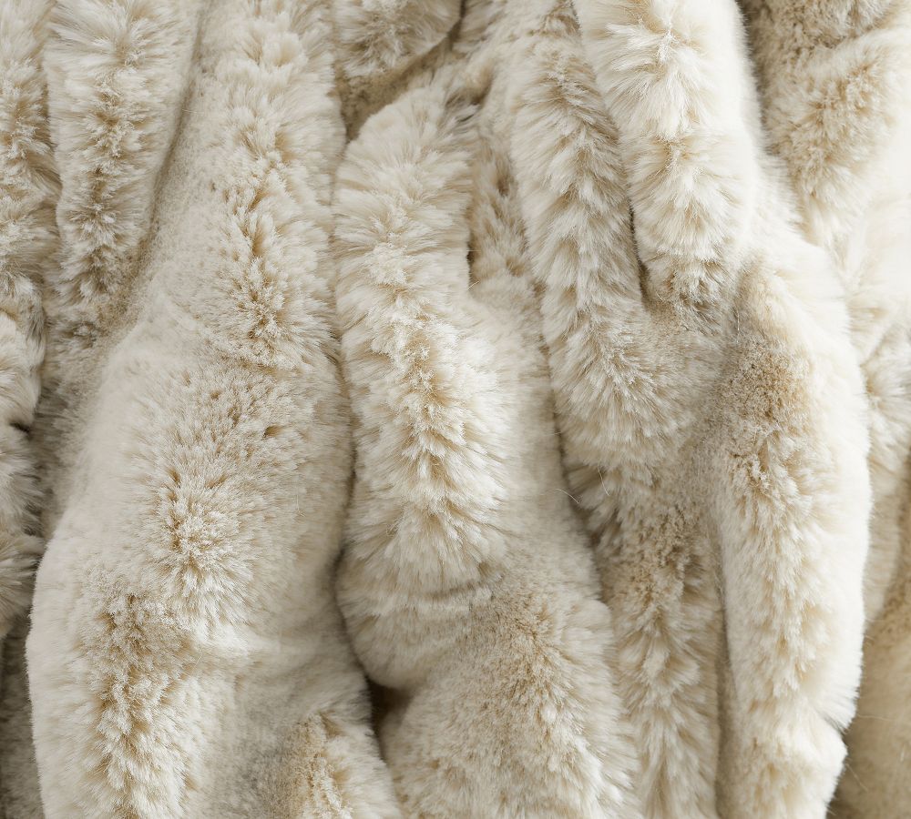 Faux Fur Ruched Throw Blankets | Pottery Barn