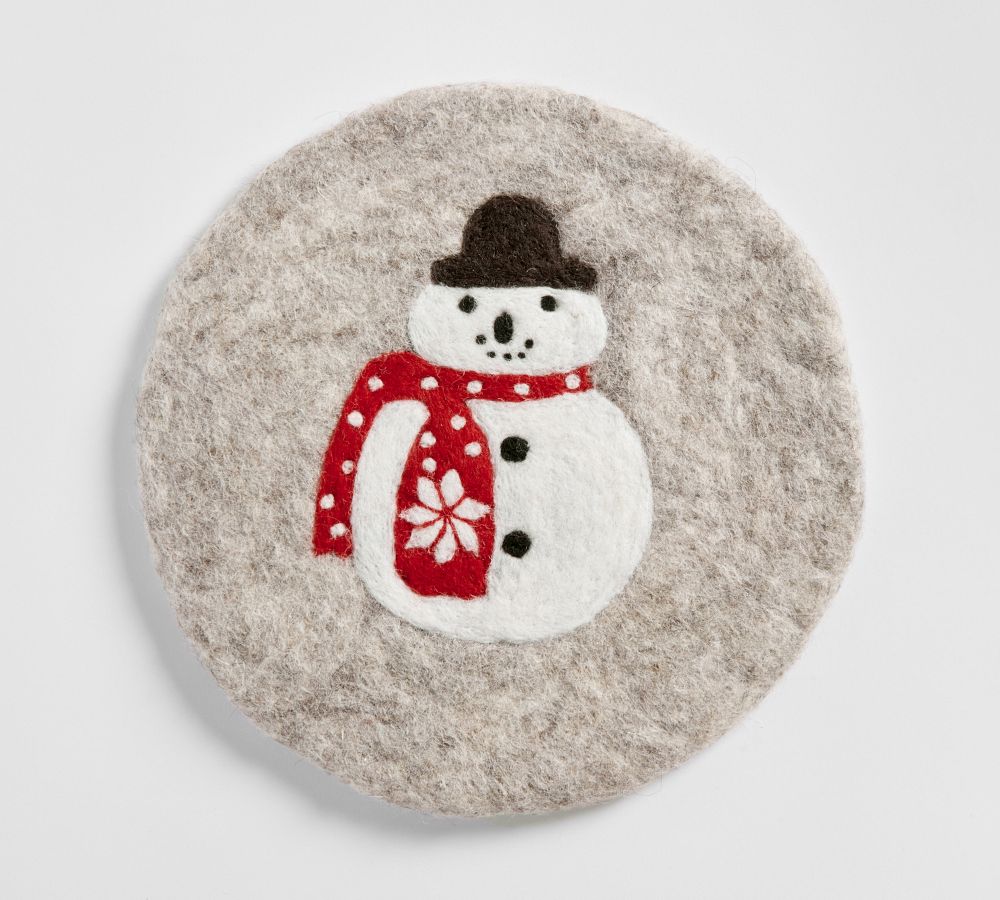 Archie the Snowman Boiled Wool Trivet Pottery Barn