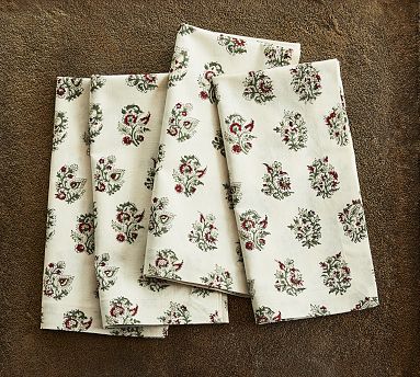 Sophia Floral Block Print Cotton Napkins - Set of 4 | Pottery Barn