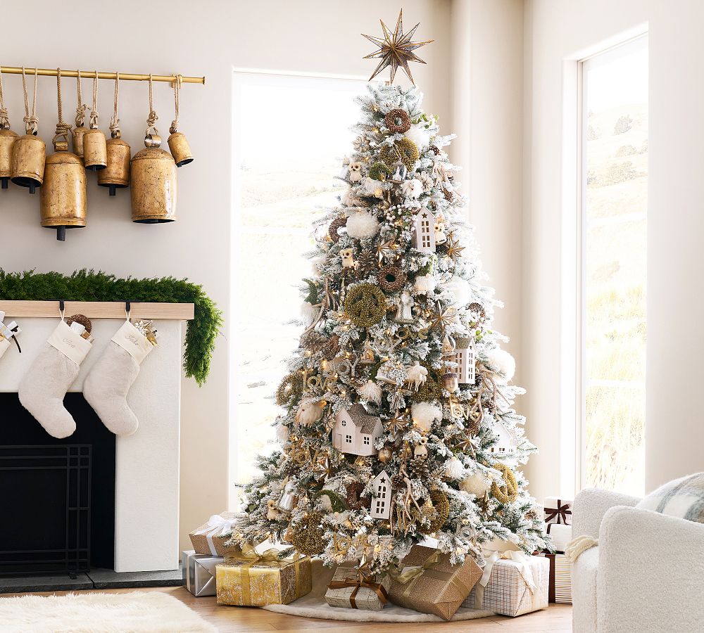 Pre-Lit Flocked Vermont Spruce Faux Christmas Tree - 7.5' | Pottery Barn