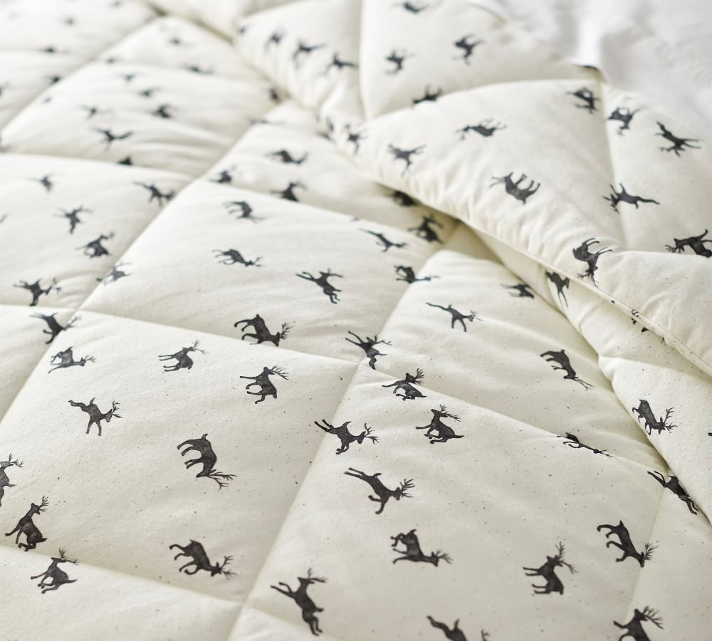 Rustic Reindeer Cotton Flannel Comforter Pottery Barn