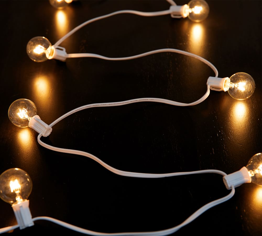 Globe Outdoor String Lights + Holder Posts Pottery Barn