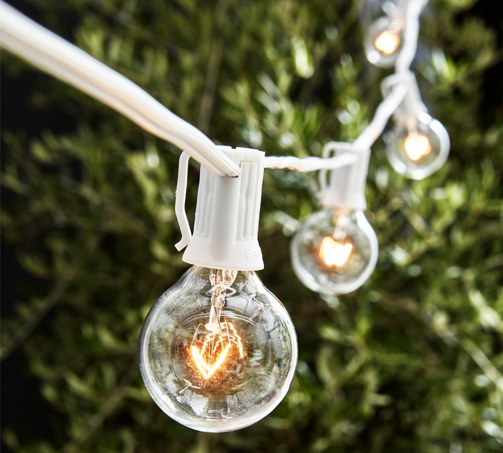 Globe Outdoor String Lights + Holder Posts Pottery Barn