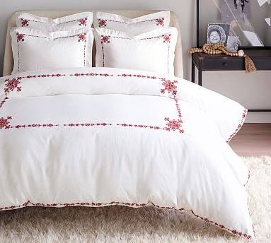 red embroidered duvet cover