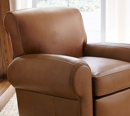 pottery barn club chair leather