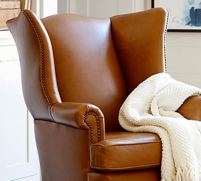 genuine leather wingback chair