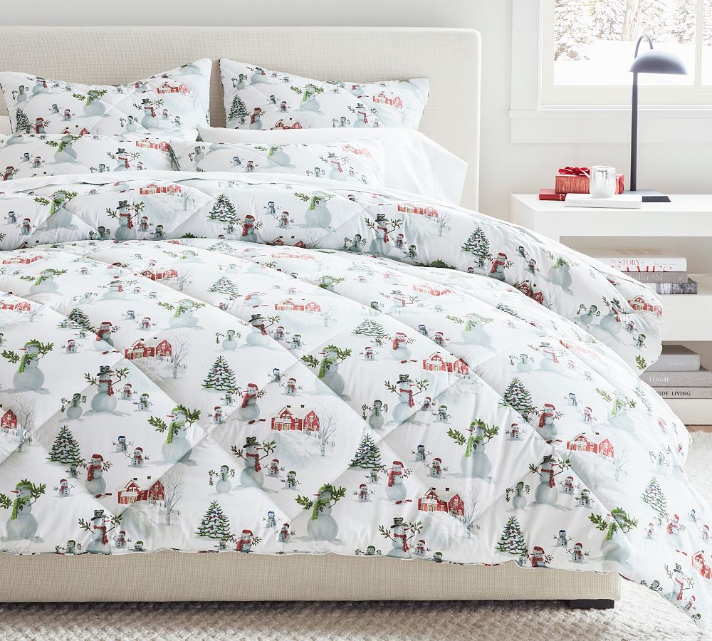 Snowman Percale Comforter Pottery Barn