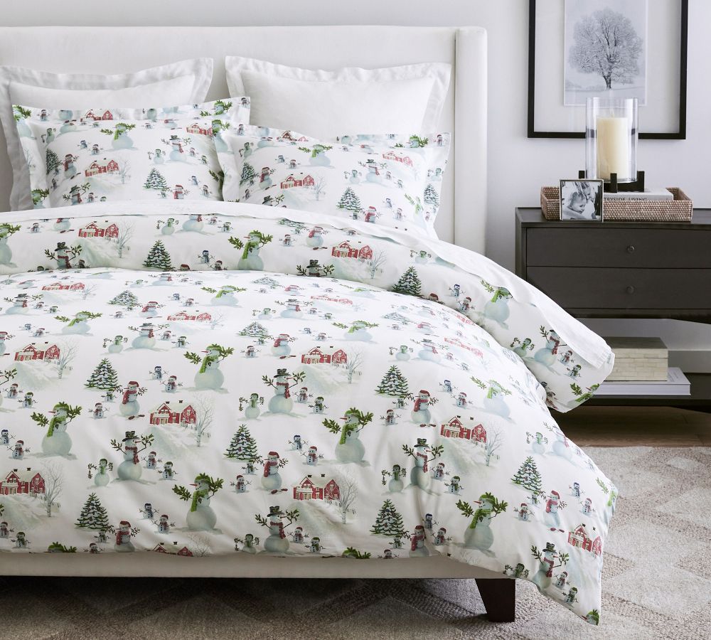 Snowman Percale Duvet Cover | Pottery Barn