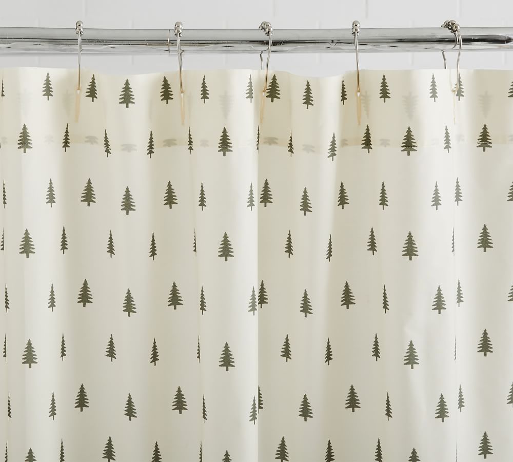 Pine Tree Organic Shower Curtain | Pottery Barn