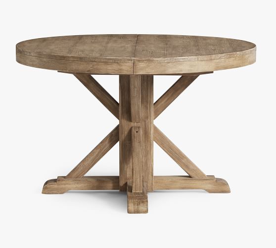 benchwright extending pedestal dining table