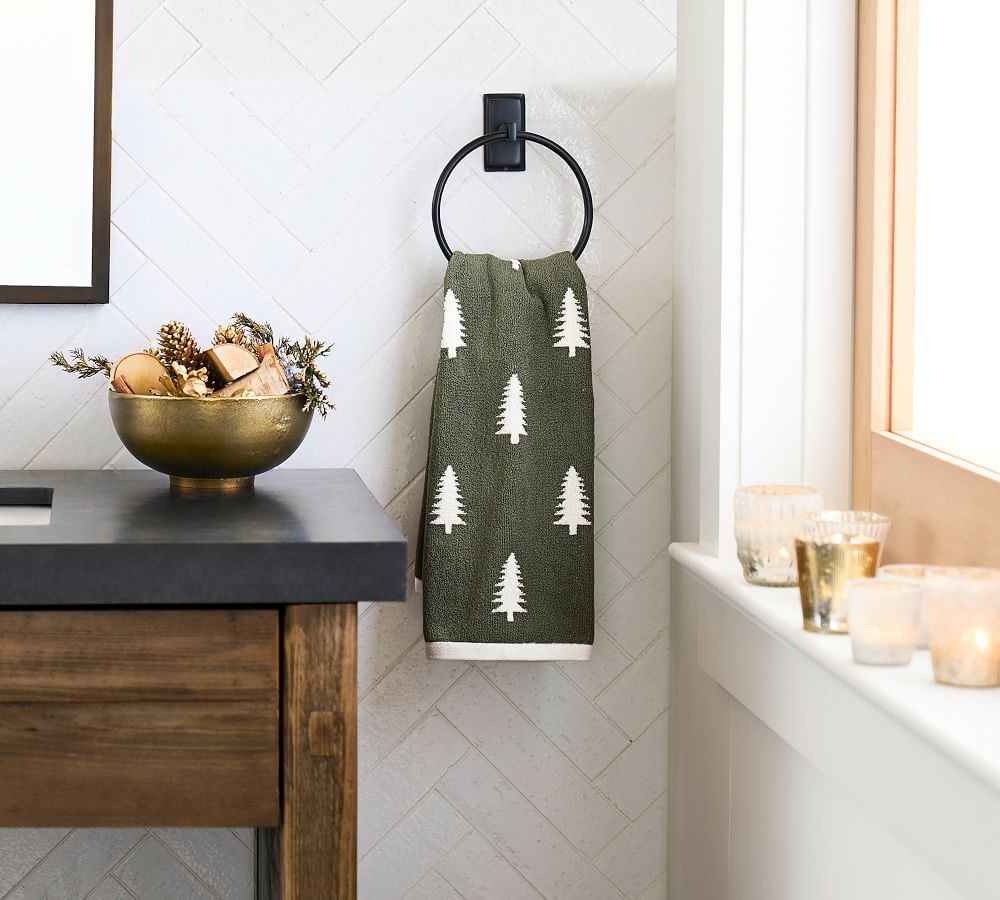 Pine Tree Reversible Jacquard Towels Pottery Barn