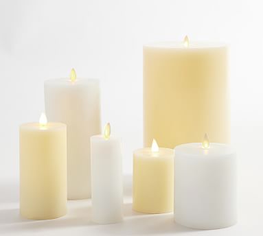 Premium Flickering Flameless Wax Pillar Candles | Pottery Barn