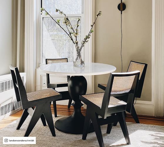 marble dining table with bench and chairs