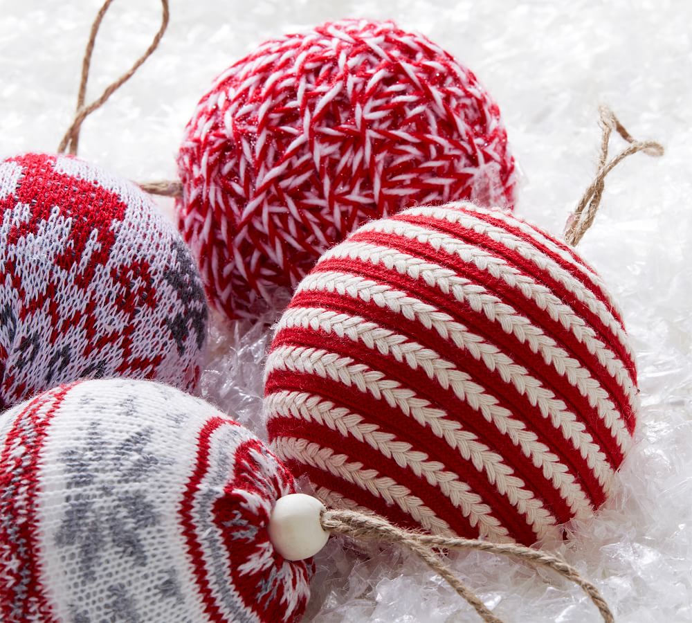 Nordic Fabric Ball Ornaments Set Of 4 Pottery Barn