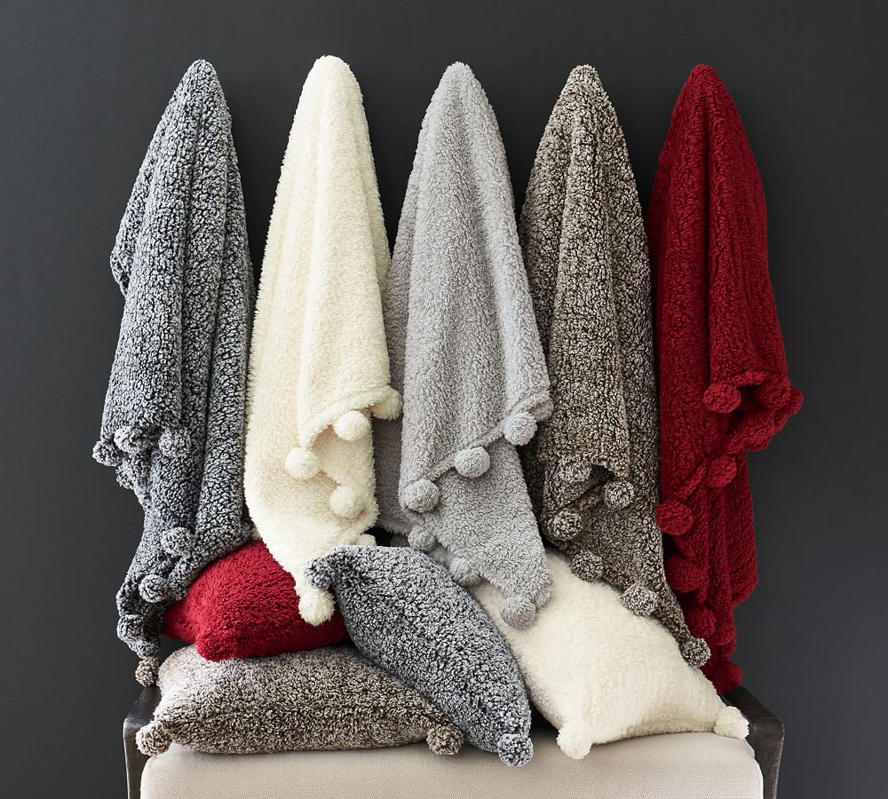 Cozy Pom Pom Sherpa Pillow Covers Pottery Barn