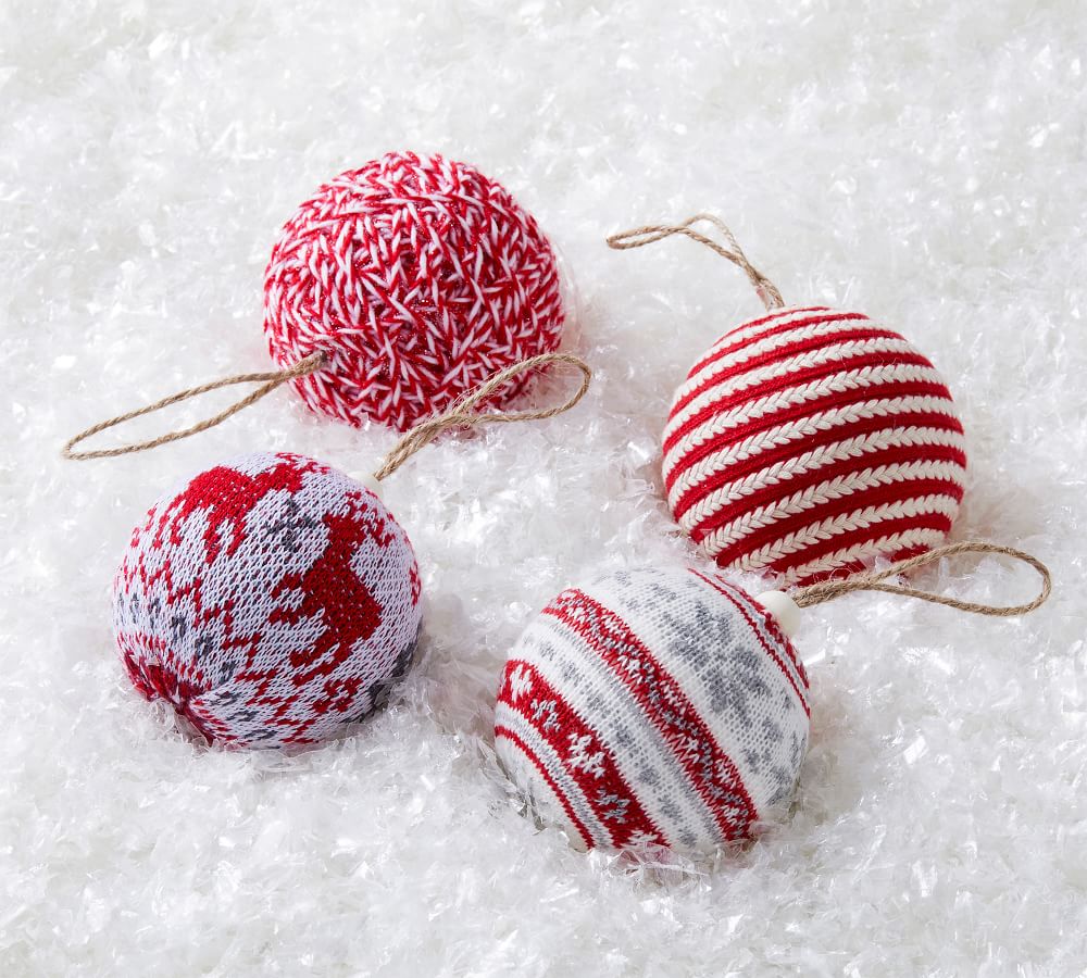 Nordic Fabric Ball Ornaments Set Of 4 Pottery Barn