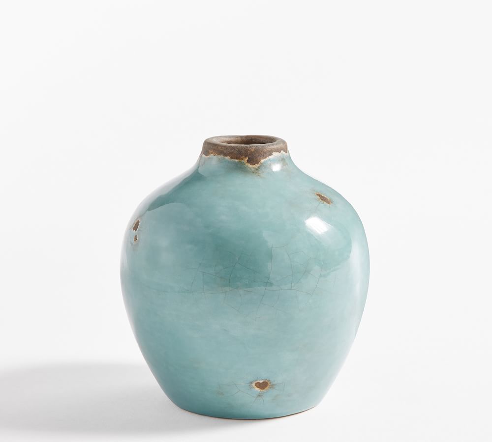 Spiro Handcrafted Terracotta Bud Vase Teal Pottery Barn