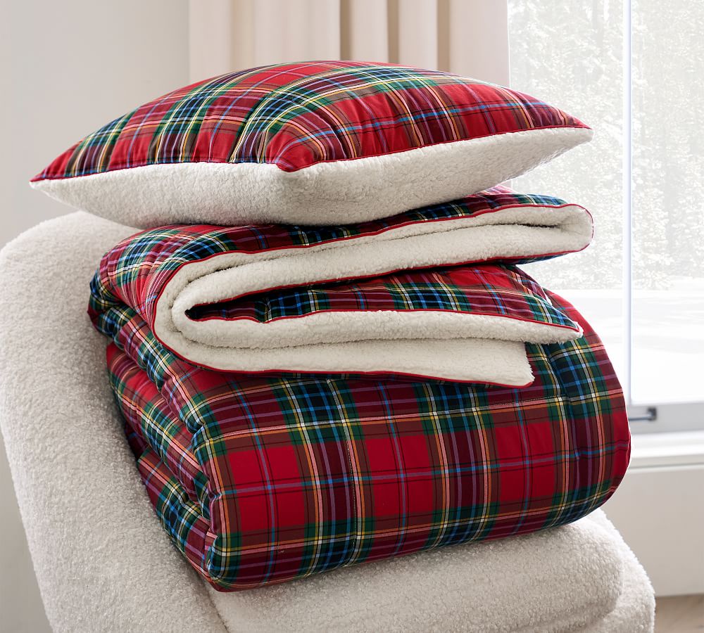 Simon Plaid Sherpa Comforter Pottery Barn
