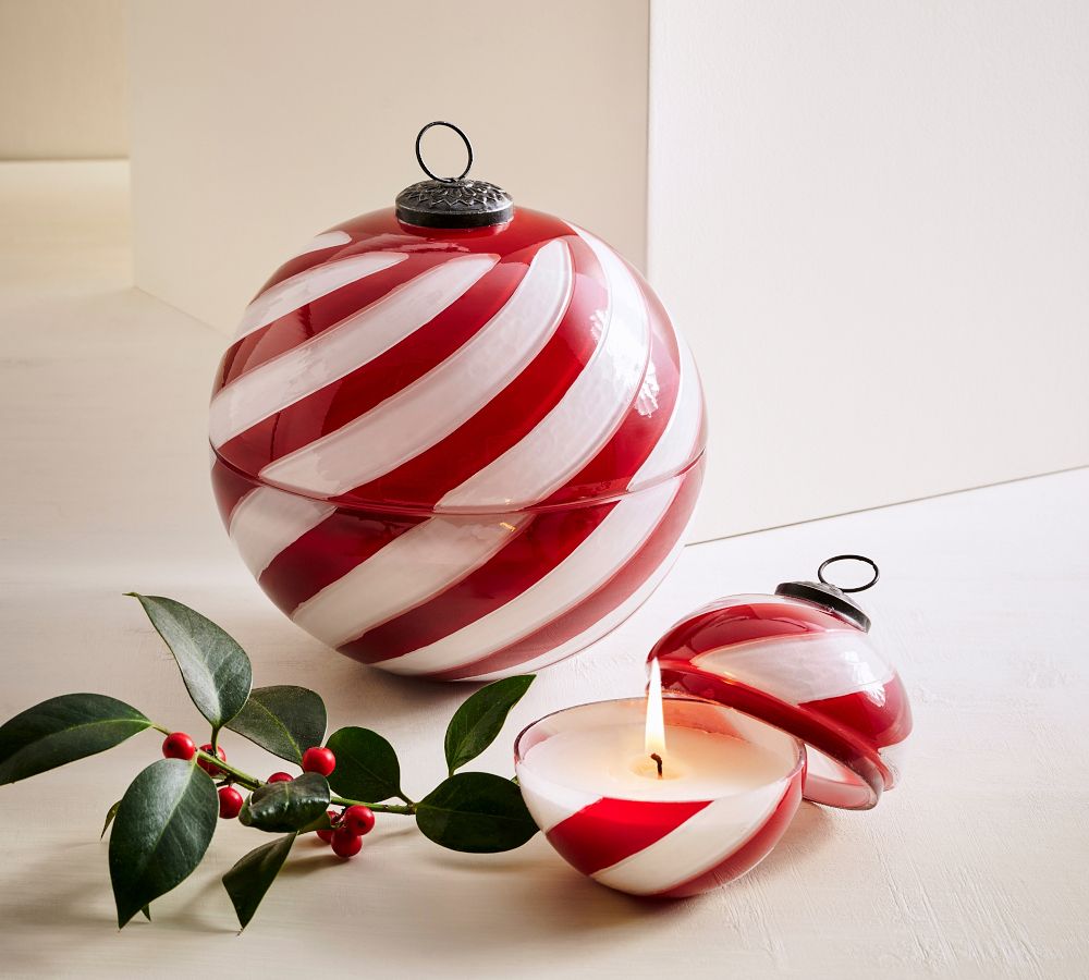 Ornament Shaped Scented Candles Frosted Peppermint Pottery Barn