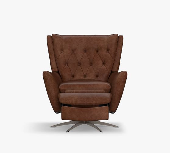 wells tufted leather swivel recliner