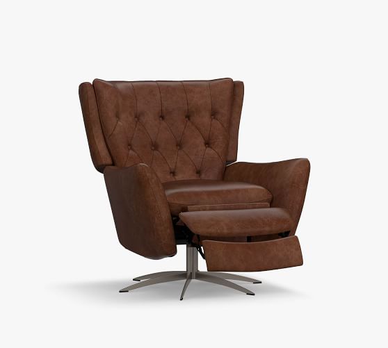 wells tufted leather swivel recliner