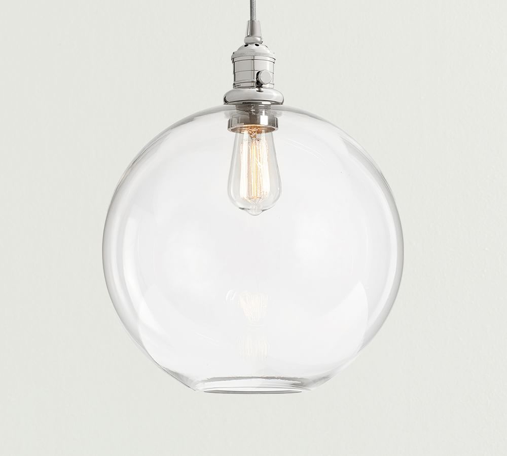 PB Classic Cord Pendant Light Glass Globe Pottery Barn