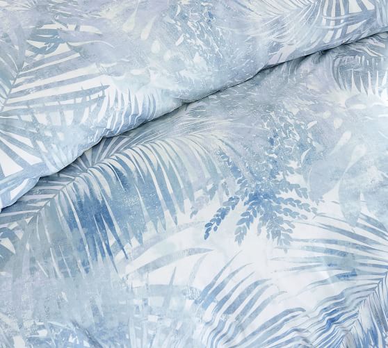 blue palm duvet cover