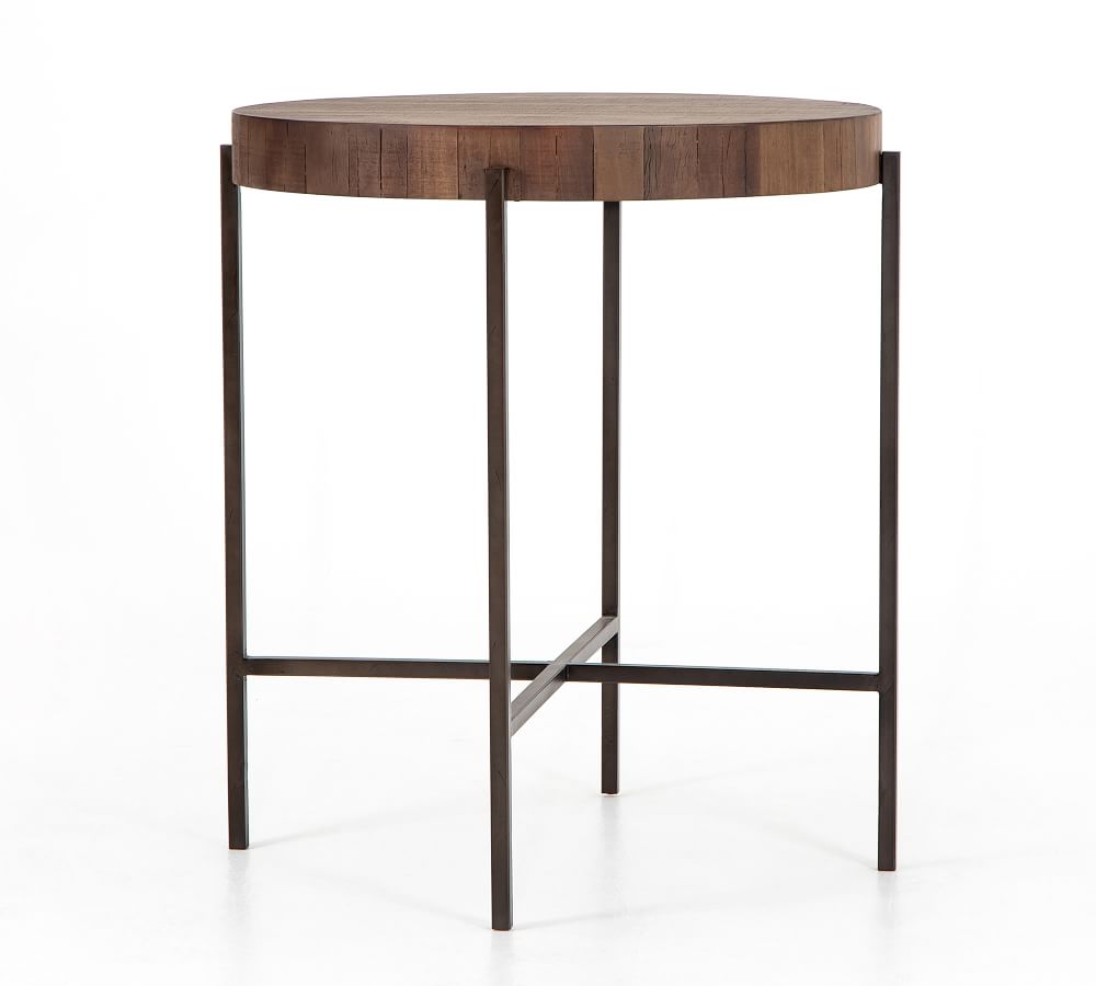 Fargo Round Reclaimed Wood Bar Height Table Pottery Barn