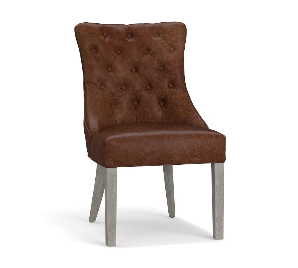 Hayes Tufted Leather Dining Chair | Pottery Barn