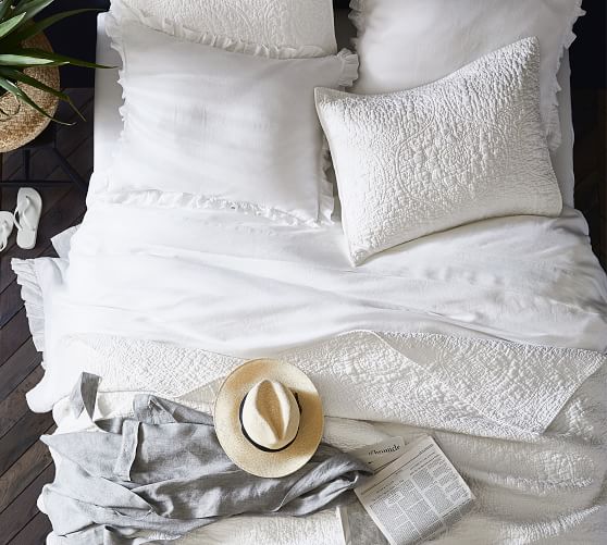 belgian flax linen ruffle duvet cover