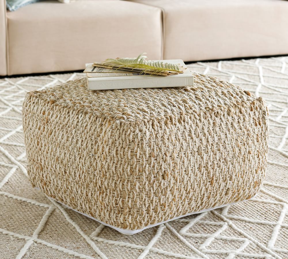 Hanley Handwoven Jute Knit Pouf Pottery Barn