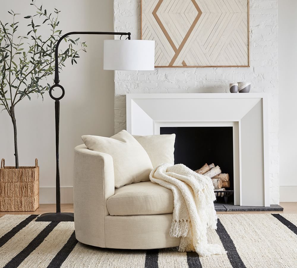 Balboa Upholstered Swivel Armchair Pottery Barn