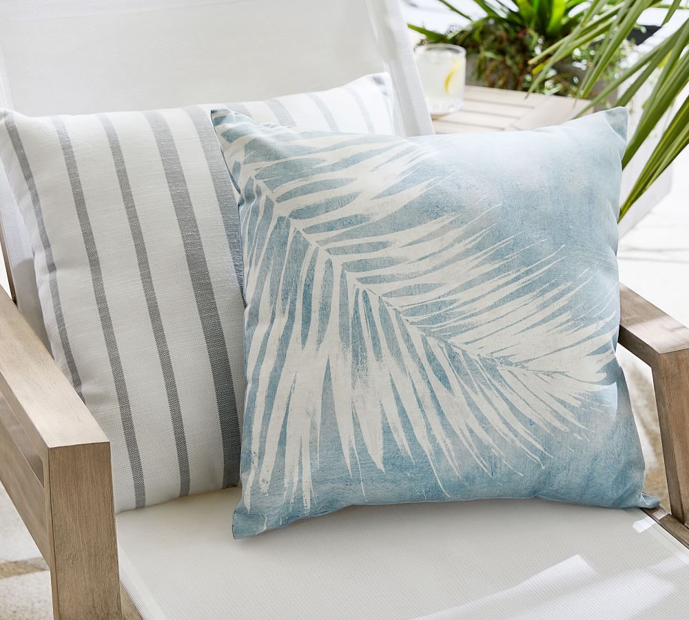 Chambray Palm Printed Indoor/Outdoor Pillow Pottery Barn